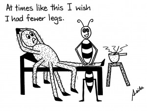cartoon for hair removal waxing w bug with many legs